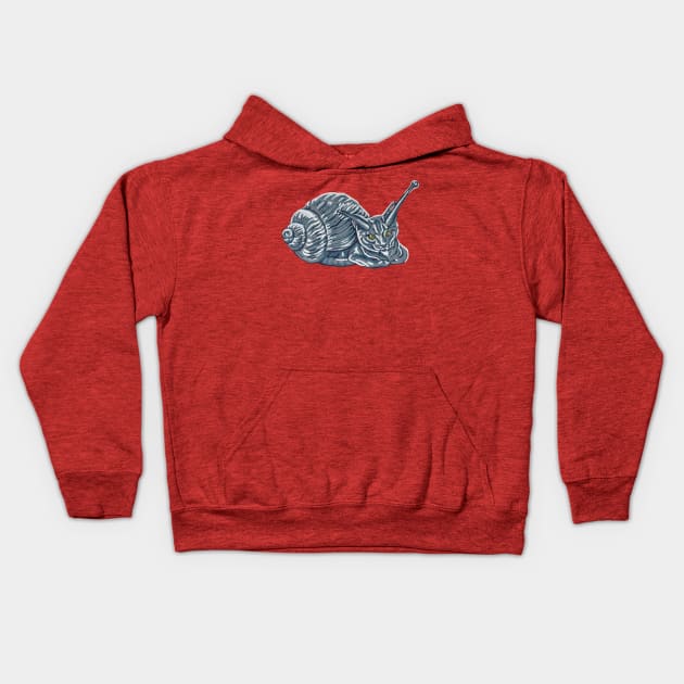 Grey Kitten Snail Kids Hoodie by RaLiz